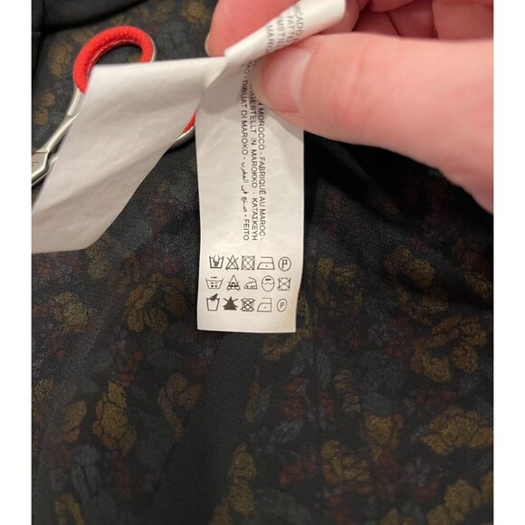 Zara V-Neck Floral Mini Dress Small Long Peasant Sleeves Flowy Prairie Boho - Picture 5 of 10